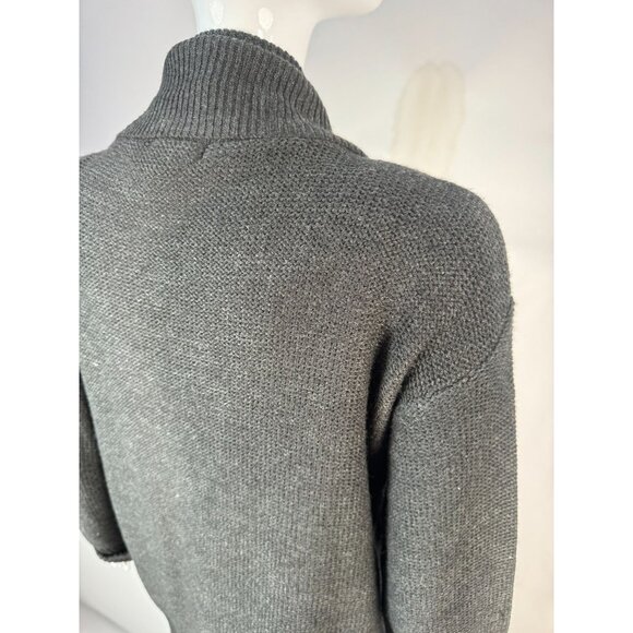 Love Rocks Womens Large Gray Acrylic Shawl Collar Button Cardigan Sweater - Picture 11 of 16